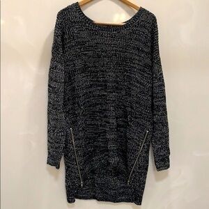 Zippered High Low Sweater